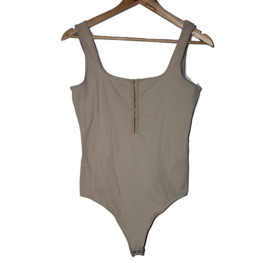 Womens Abercrombie & Fitch Soft AF Tan Nude Nylon Corset Bodysuit Top Size Large